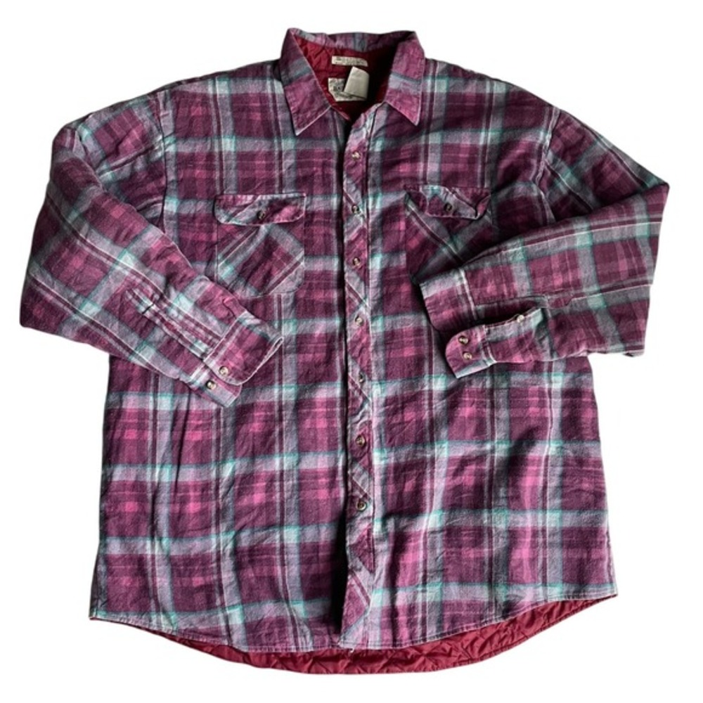 Saugatuck Dry Goods Flannel Shirt Mens 3XL Plaid Button Down Quilted Lining